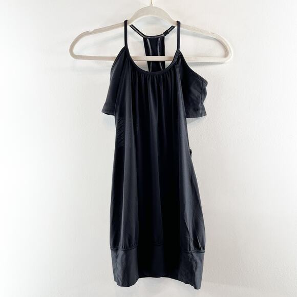 Lululemon No Limits Sleeveless Mesh Long Tank Top with Shelf Bra Black 4 - Picture 4 of 11